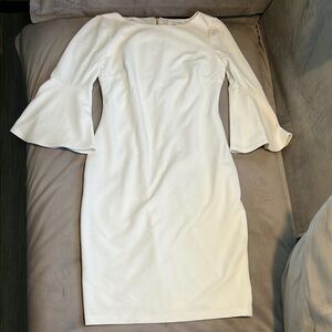 Elegant White Flare Sleeve Dress